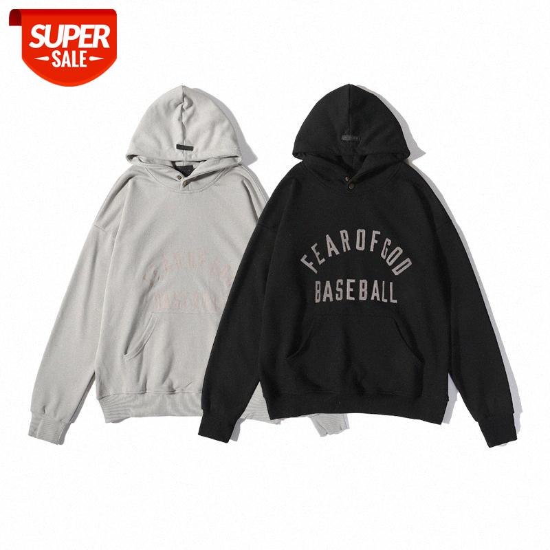 

FEAR OF GOD FOG 7TH BAEBALL Seventh Season Letter Flocking Hoodie Same Style for Men and Women #OB26, Black
