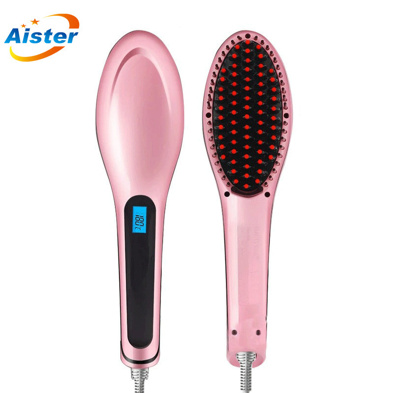 

Ceramic Hair Straightener Brush Fast Straightening Electric Hair Comb Flat Iron LCD Display Digital Heating hair Brush