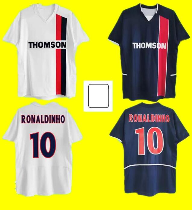 

Maillot de foot paris jerseys #10 Ronaldinho Chulapa LUIZ 2002 2003 Retro soccer Jersey 02 03 classic Vintage football shirt French home blue away white LEROY TOURE