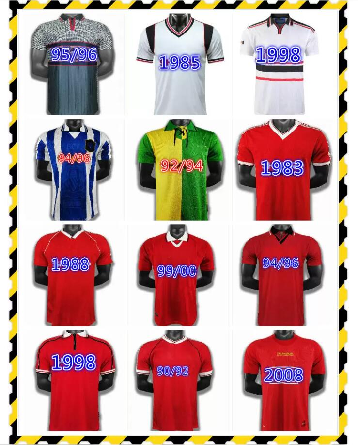 

Retro Man utd Cantona Beckham Soccer Jersey 1992 94 82 84 86 88 89 90 91 94 96 97 ancient football shirt