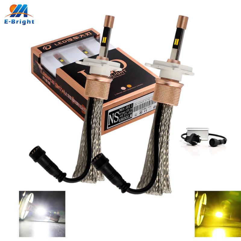 

Car Headlights 1Pair 40W White And Yellow 9005 9006 H4 H7 H11 H8 H1 H3 5500LM 6000k Bulb Auto Led Lighting System Headlight 12V 24V