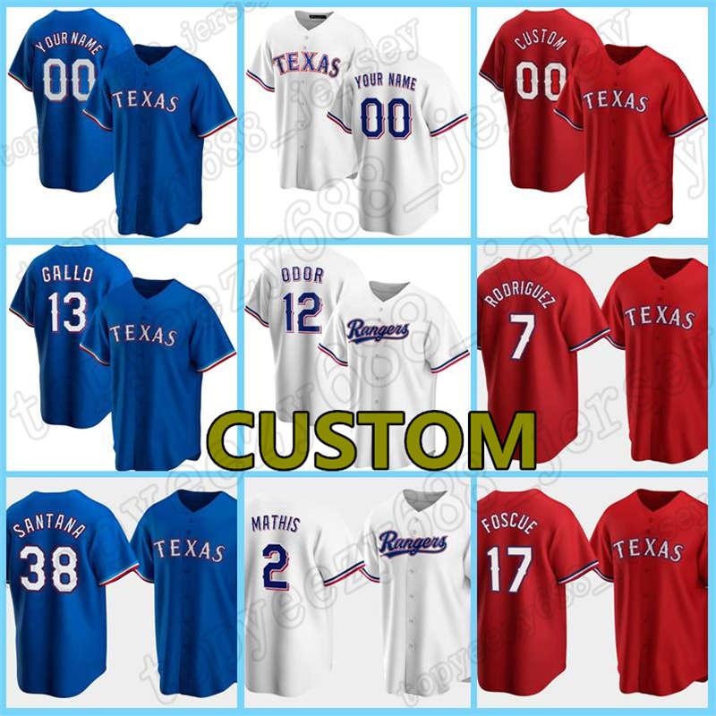 

Texas Baseball Jersey Rangers Custom 1 Elvis Andrus 13 Joey Gallo 34 Nolan Ryan 7 Ivan Rodriguez 4 Khris Davis 3 Leody Taveras Rougned Odor, Mens custom new cool base(youqibing)