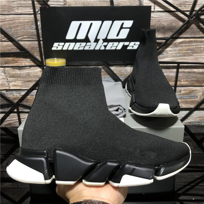 Top Quality Luxury Brand Designer Men Women Socks Shoes Paris Knitting Mesh Speed 2.0 Runner Sock Boots Black White Slip On Triple S Sports Running