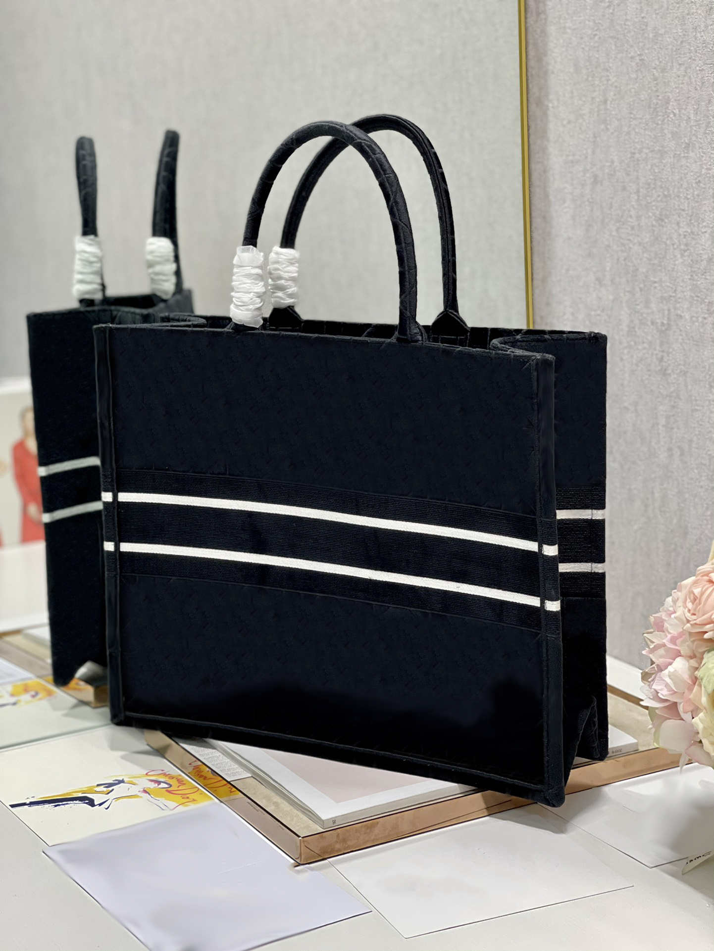 

Designer Totes Bags Oversize Book Tote Bag Handbag Three-dimensional Embroidery Purse Luxury Women Handbags Checker Plaid Flower E9hY#