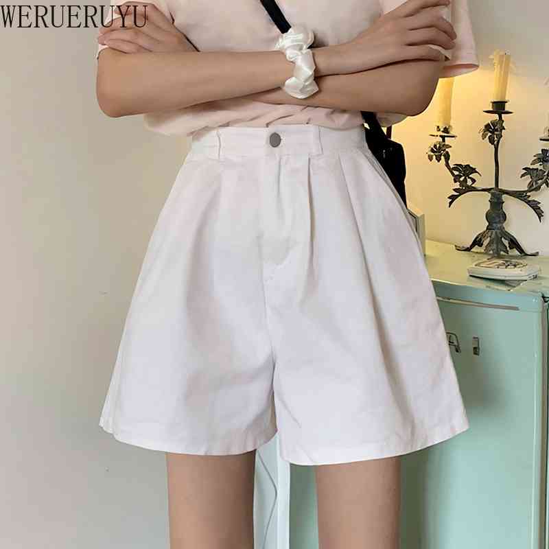 

WERUERUYU Women Summer Shorts Cotton Trousers High Waist Lady' Loose And Comfortable Breeches Girls' Casual Garments 210608, Photo color