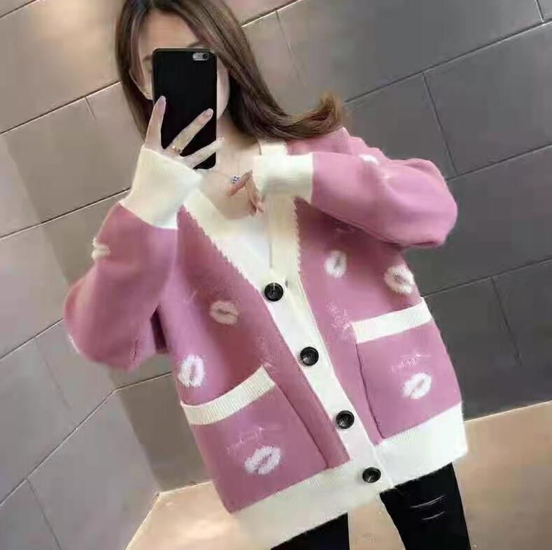 

Designers Clothers Women Sweaters Winter Cardigan Cashmere Blend Fashion High Quality 3 Colors StreetWear Costume, Red