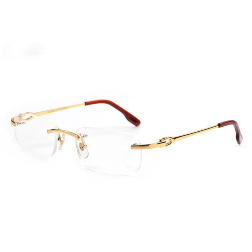 

New Fashion Men Optical Frame Rimls Gold Metal Buffalo Horn Eyewear Clear Lens Sun occhiali lent Lunette De Soleil