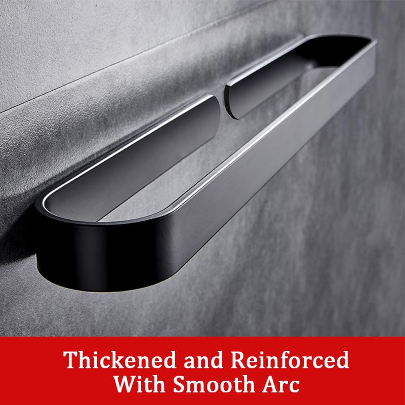 

Bathroom Hanger Punch Free Kitchen Simple Space Aluminum Towel Rack Wall Hanging Black Storage Shelf Adhesive Bar Organizer Rings
