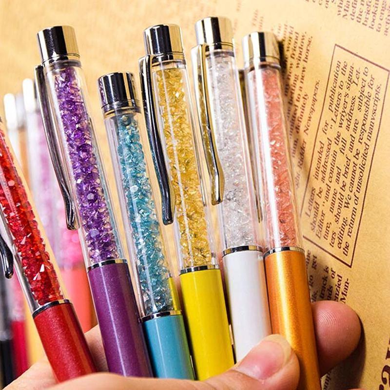 

Ballpoint Pens 1pcs Creative Gold Foil Oil Pen Crystal Wafer High-grade Metal Logo Name Signature Engraved Custom Lettering Stationery A3C4