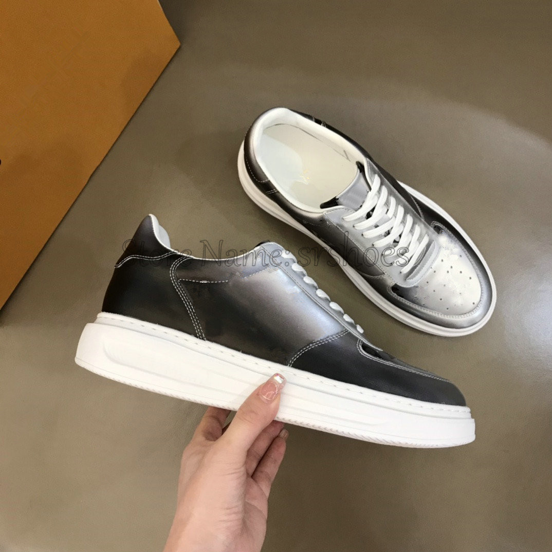 

BEVERLY HILLS Mens Designer shoes Gradient Metallic Monograms Canvas Leather sneakers Luxurys France Brand Outdoor Sports Trainer Sneaker White Rubber Soles, Others