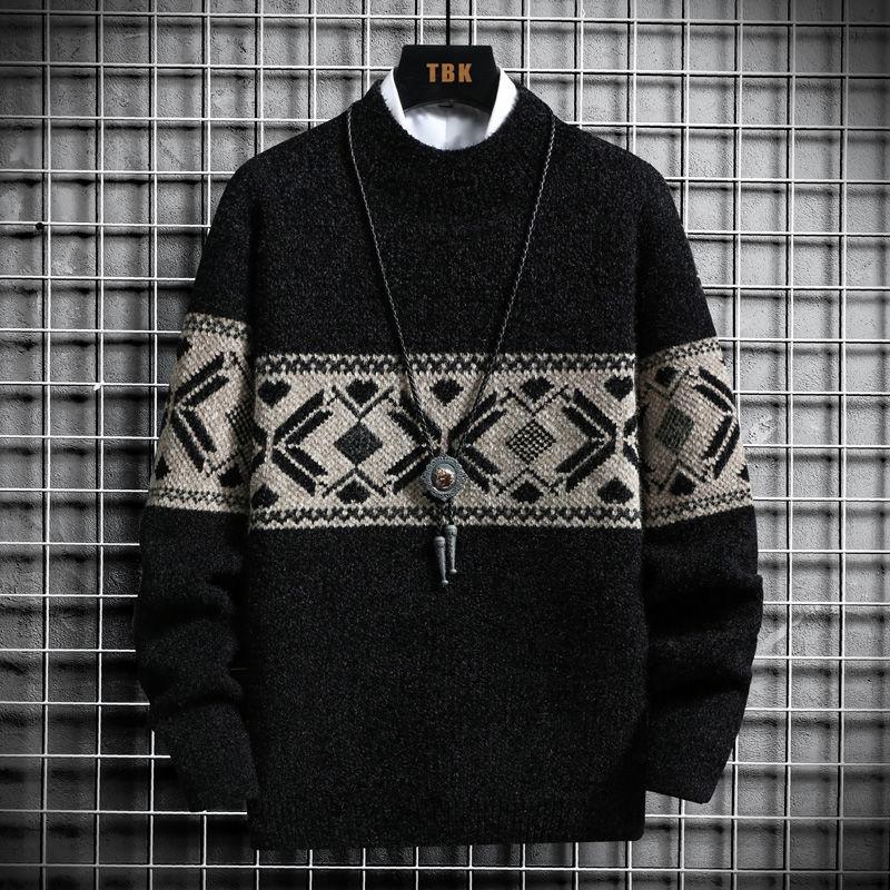 

Men's Sweaters Sweater Plush Thickened Half High Neck Chenille Korean Bottomed Shirt Warm, High-grade, No Pilling And Hair Falling, White;black
