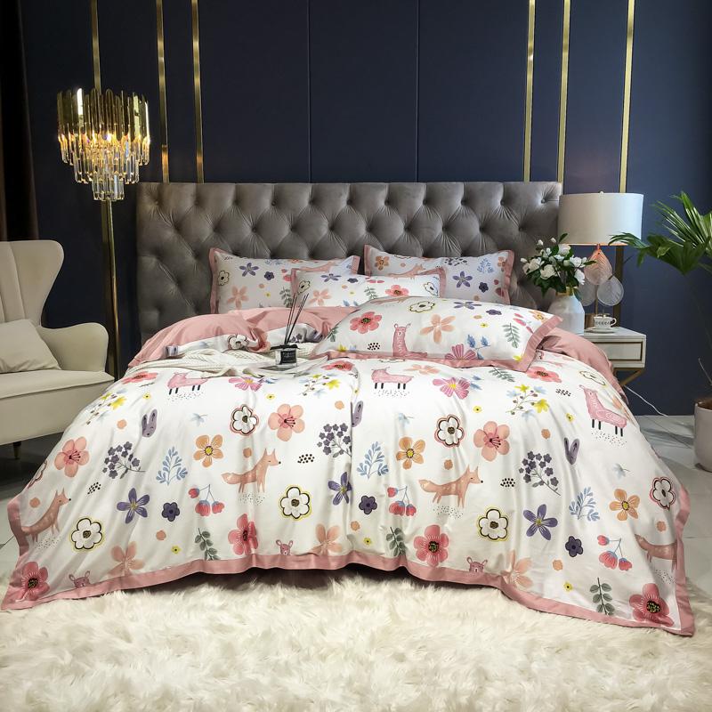 

Bedding Sets 2021 Luxury 400TC Egypt Cotton Set Digital Printed Duvet Cover Flat Sheet Pillowcases  King Size 4Pcs
