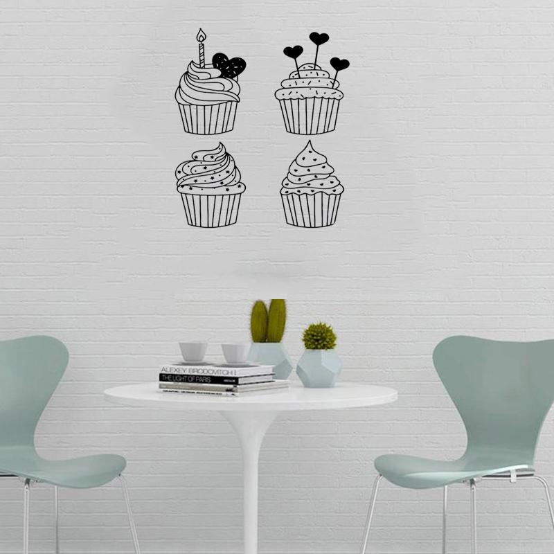 

Wall Stickers Muffins Cupcakes Cake Sweets Dessert Decal Window Glass Sticker Handmade For Home Living Room Decorations Mural Rb403