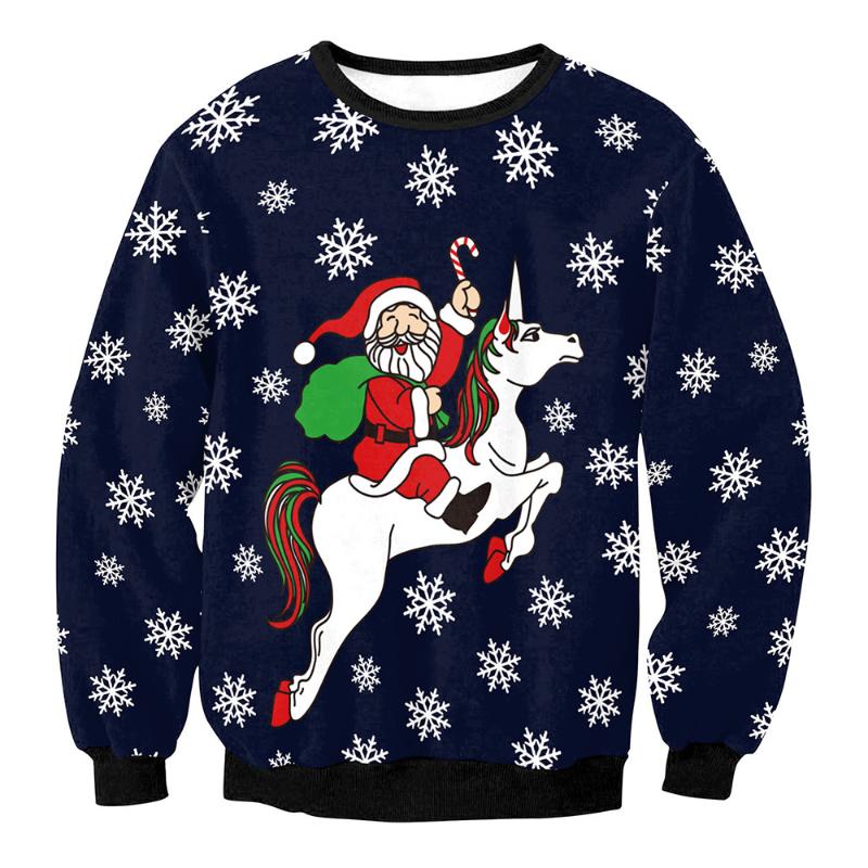 

Men's Sweaters Men Christmas Pullovers Funny Cute Santa Claus Animal Snowflake Print Xmas Jumper 2021 Autumn Winter Women Clothes Coat, White;black