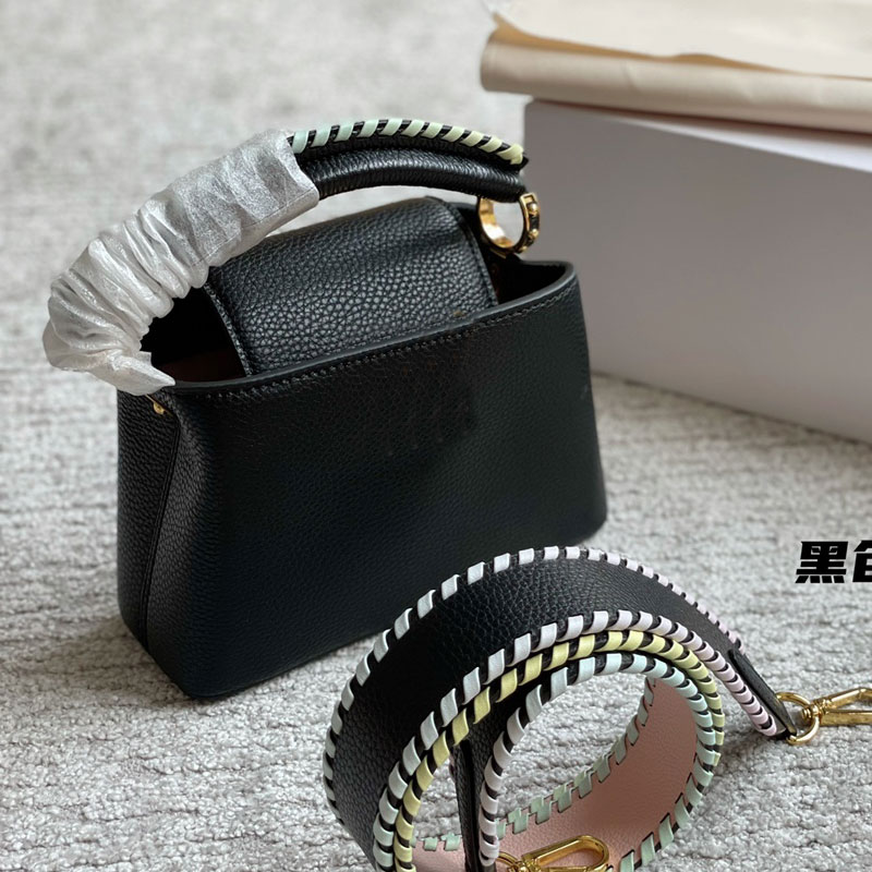 

Women Crossbody Shoulder Bag Handbag Clutch Bags Purse Fashion Genuine Leather Grain Hardware Letters Knitting Hand Strap High Quality Plain, Blue