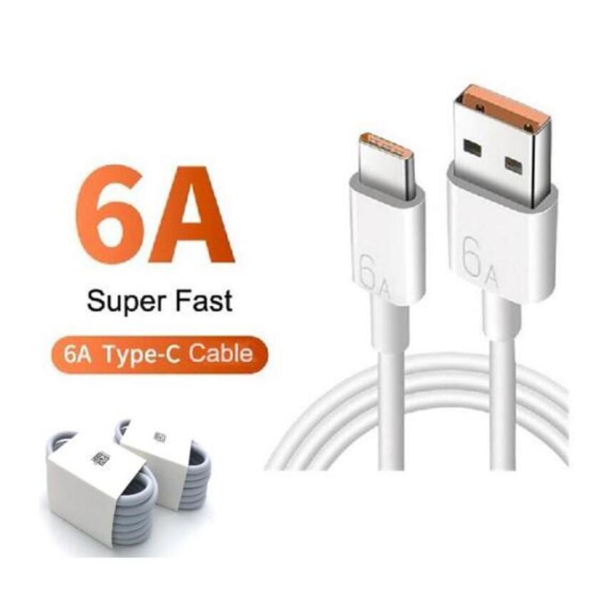 

6A Type-C Fast Charging Cell phone cables 66W Max Supercharge USB-C Data Cable For Huawei Mate 40 Pro P40 P20, White