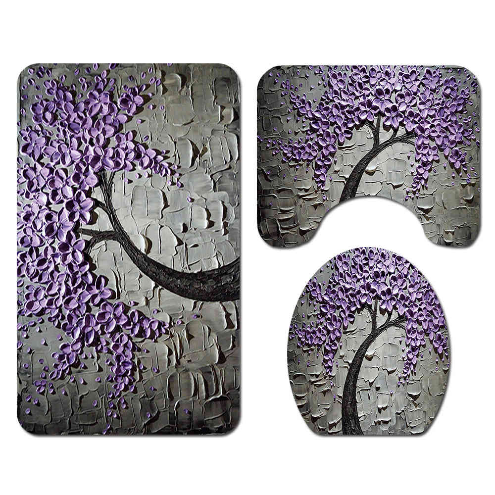 3pcs Polyester Fiber Bathroom Mat Set Hydrophilic Toilet Carpet Washable Kitchen Floor Rug Anti-Slip Shower Room Mat-image-689819330