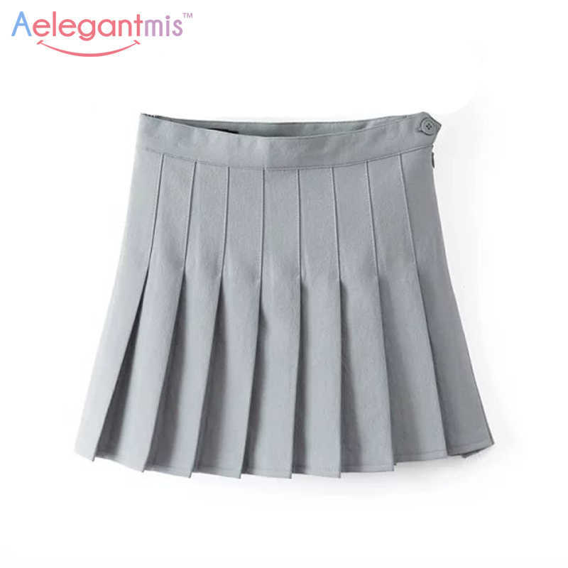 

Aelegantmis Grey Black A-line High Waist Mini Pleated Skirt Women Summer Short Skirts 210607, Purple