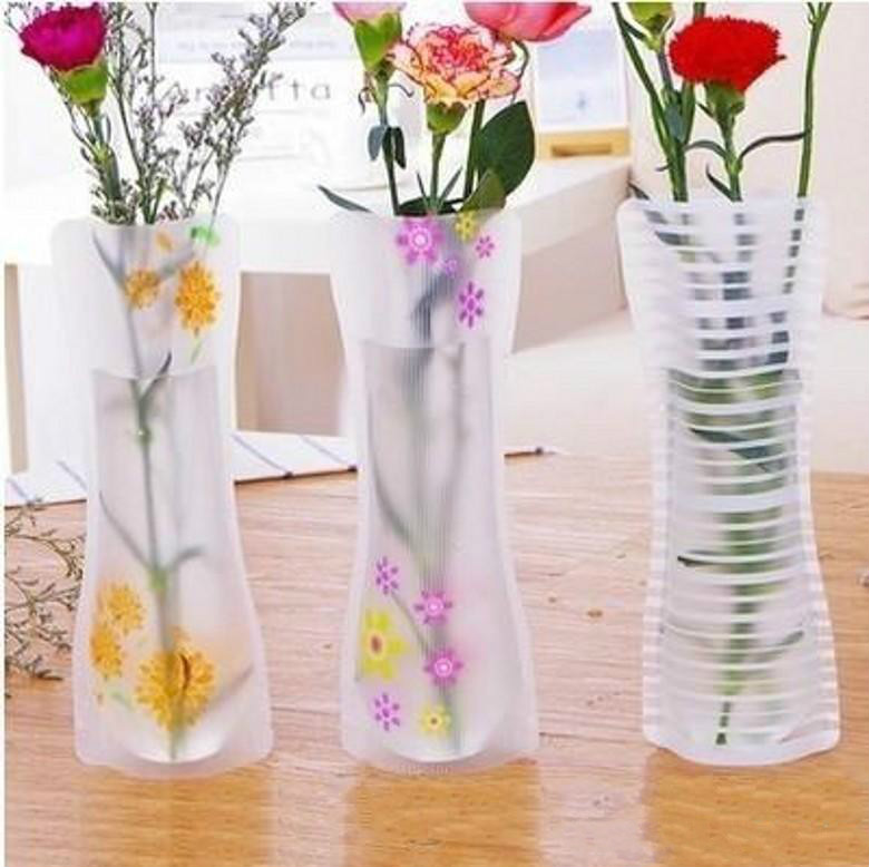 

50pcs Creative Clear PVC Plastic Vases Water Bag Eco-friendly Foldable Flower Vase Reusable Home Wedding Party Decoration RH3641