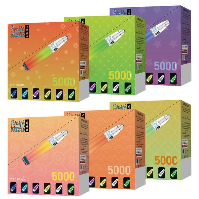 

Original Randm dazzle E cigarettes 5000puff disposable vape device kit with rgb light vs puff bar plus xxl flex