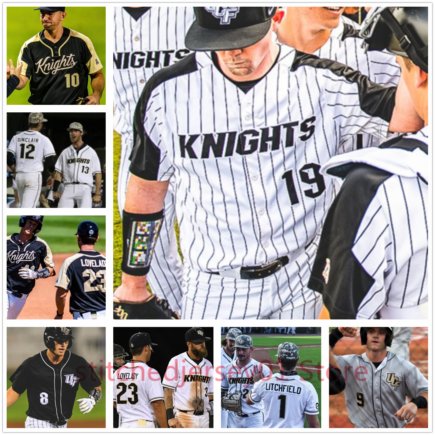 

Custom UCF Knights baseball stitched any name number Jersey Nick Romano Gephry Pena Joe Sheridan Jack Sinclair women mens youth, Grey