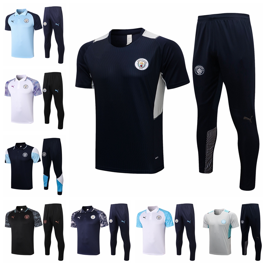 

21/22 Manchester Polo Jacket Soccer Football Tracksuits maillot foot G. JESUS CITY STERLING RODRIGO FERRAN DE BRUYNE Men Survetement Chandal, Gray