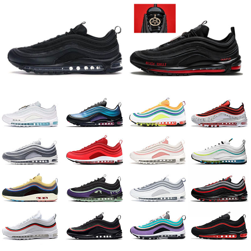 

97 Running Shoes For Men Women Satan 97s MSCHF x INRI Jesus Sean Wotherspoon White Black Gym Red Have a day Purple Mens Womens Sneakers Trainers, A16 barely rose 36-40