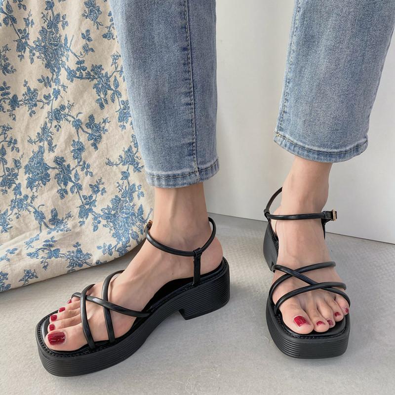 

Sandals Women Wedges Outdoor Cross-shoes Breathable Shoes For Summer Fashion Heels Platform 2021, Black