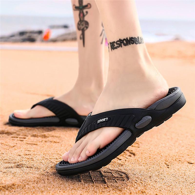 

Slippers Men's Flat Massage 2021 Summer Cool Water Flip Flops Home Indoor Shoes Fashion Casual Non-slip Beach #40, Brown