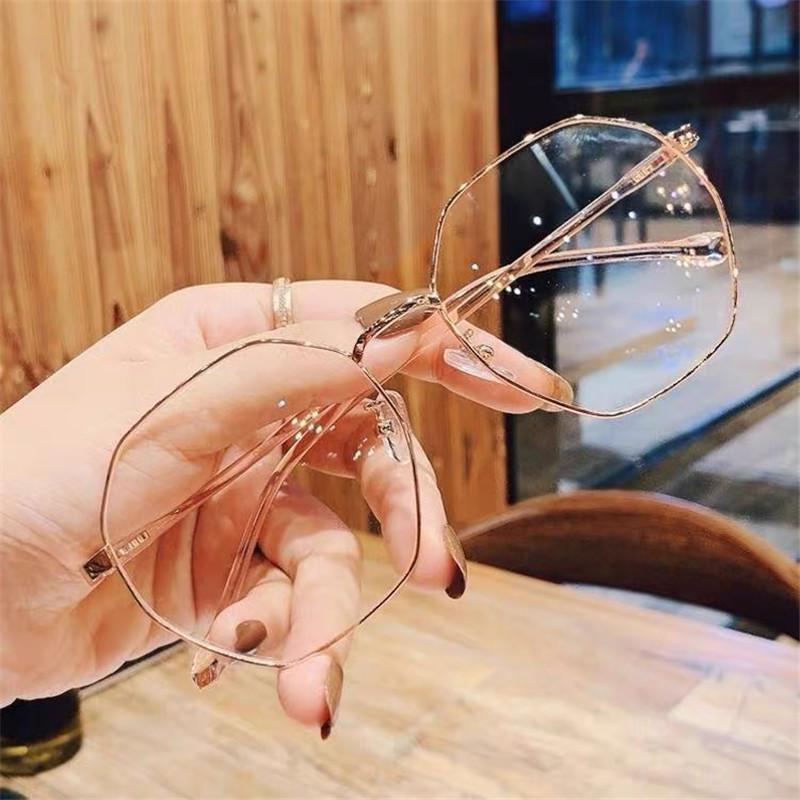 

Sunglasses Trendy Women Office Anti Blue Light Oversized Computer Glasses Eye Female Blocking Big Size Eyeglasses Alloy Frame