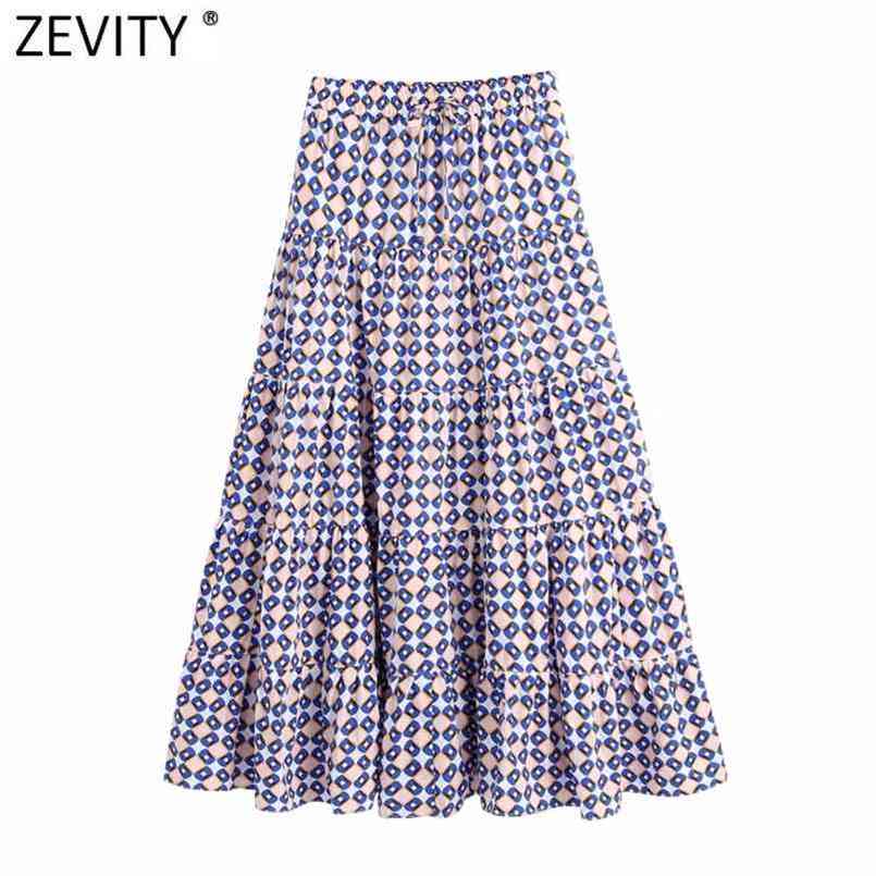 

Zevity Women Vintage Geometric Print Pleats Casual Midi Skirt Faldas Mujer Female Elastic Waist Pockets A Line Vestidos QUN792 210702, Bb ls9393