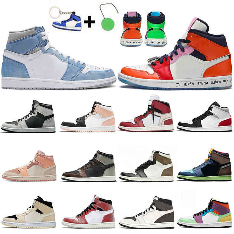 

Men Women Jumpman 1 1s Shoes Retro High OG Hyper Royal Patina Atomic Barely Orange Digital Pink FEARLESS Chicago Sneakers