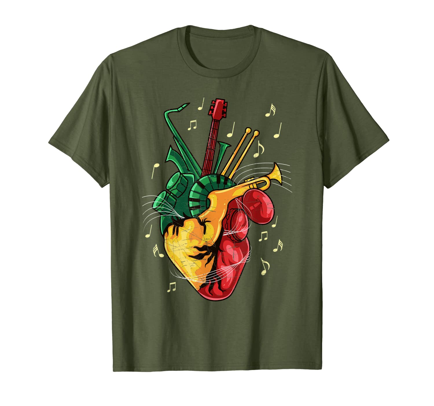 Reggae Lover Jamaican Heart Reggae Music Rastafari T-Shirt-image-703251908