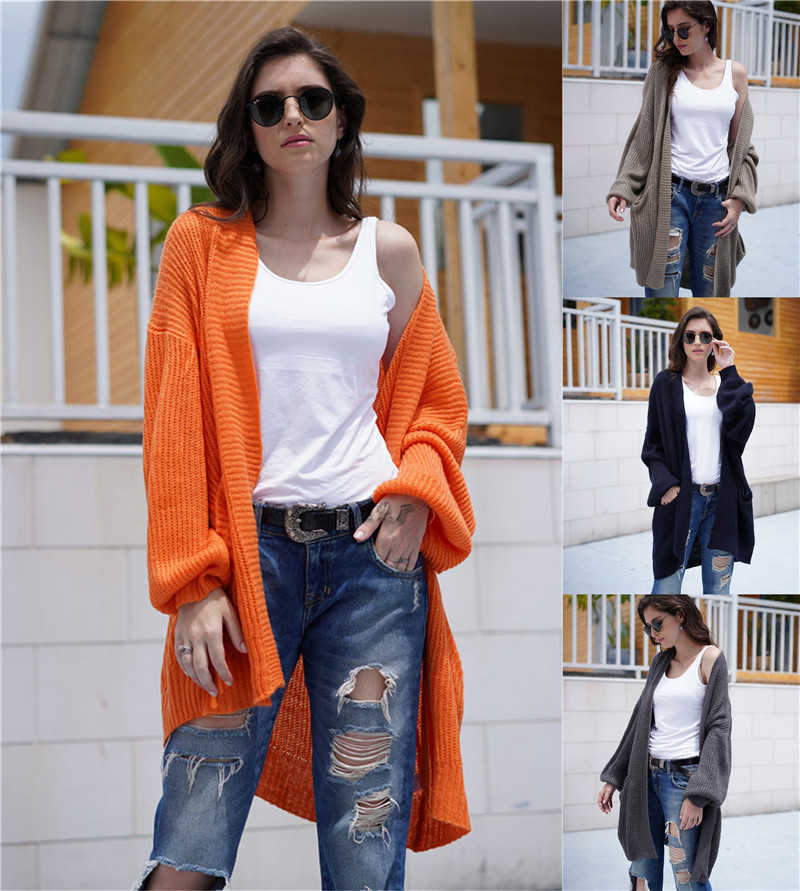 

Sweater female winter large size loose cardigan sweater solid color coat casual women's clothing 210527