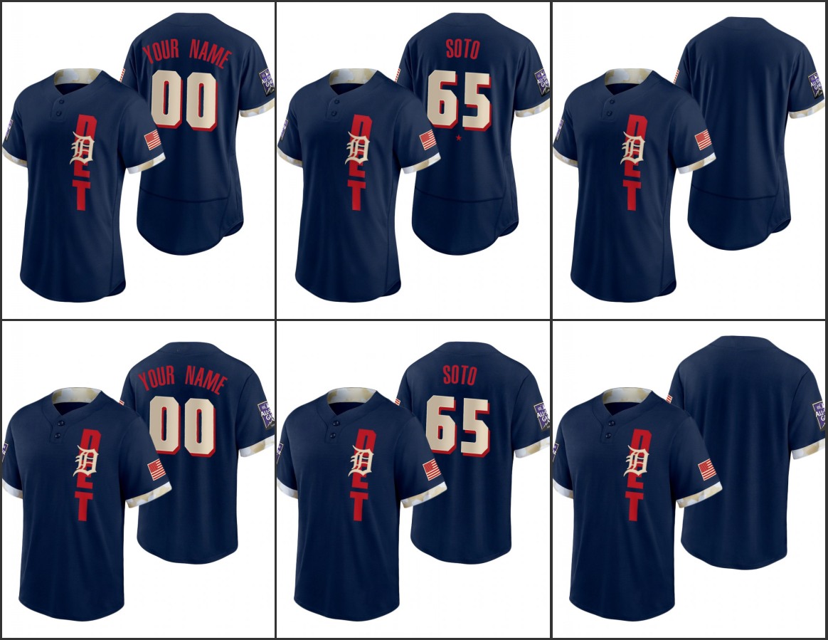 

DetroitTigers #65 Gregory Soto Men Women Youth 2021 All-Star GameReplicaAuthentic Custom Navy Jersey