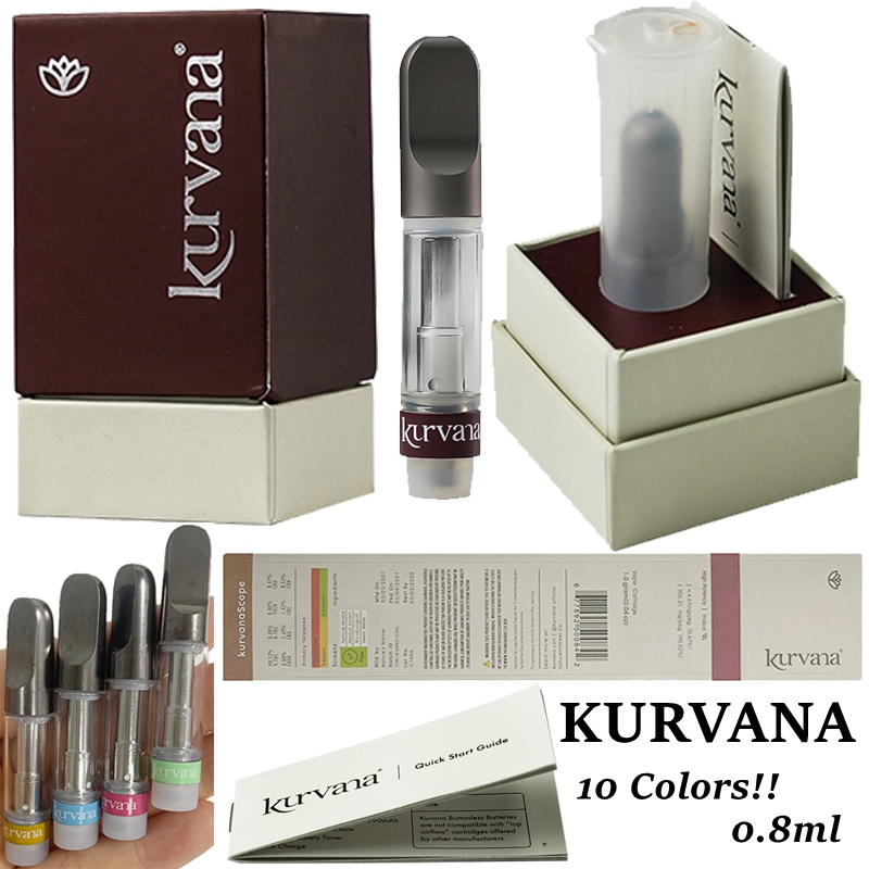 

Kurvana Cartridges Vape Oil Carts 510 Thread 0.8ml Atomizers Capacity No Leak Ceramic Coil Vapes Pen Glass 10 Colors Tank Thick Dab Packaging Empty Wholesale