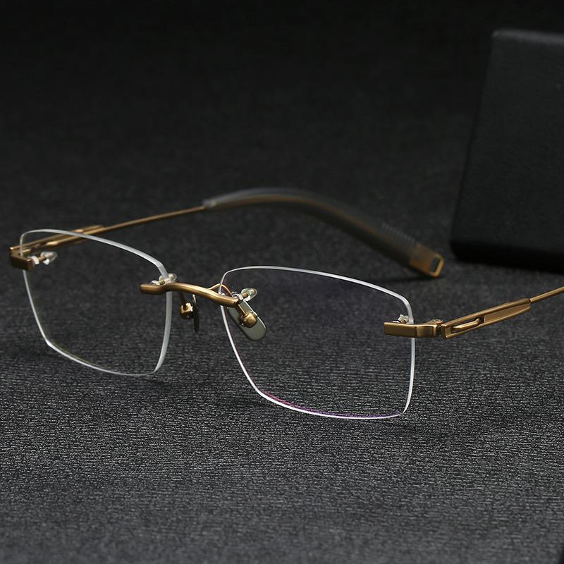 

Fashion Sunglasses Frames ELECCION Titanium Optical Frame Men Rimless Glasses Spring Temple Antiskid Silicone Eyewear 2021 Prescription Myop