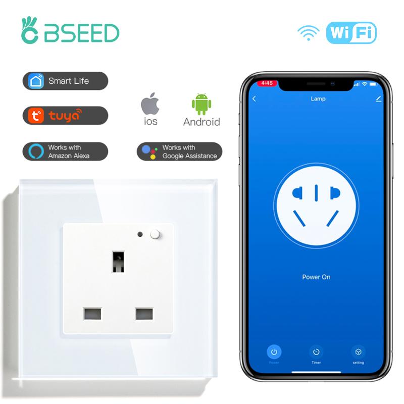 

Smart Home Control BSEED UK Socket WiFi Outlet Work With Alexa Google Life App Remote Timer Wall Sockets 13A