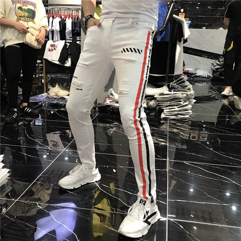 

Men's Jeans jeans stretch, spring , casual, branded, harem pants, side stripe, thin, jogging, white, skinny 0SND, 1# packing bag