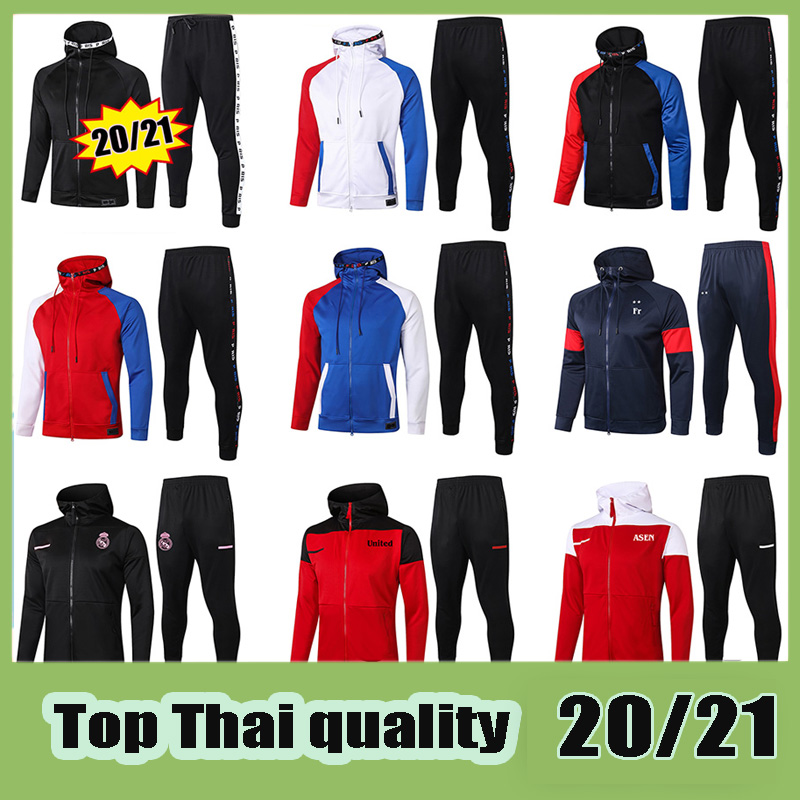 

Paris Full Zip Hoodie Jacket Soccer Hooded Sweat Football Real Madird Tracksuit 2122 2021 Training Suit 20 21 Winter Pants Kit, Hoodie jacket paris white