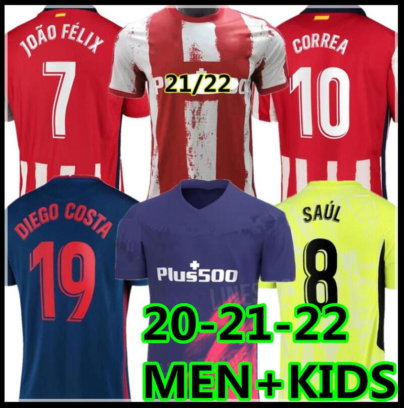 

Atletico 2021 2022 JOÃO FÉLIX Soccer Jerseys de Madrid 20 21 22 Suarez CORREA KOKE Dembélé Carrasco M.LLORENTE football jersey Men Kids, 21-22 adult size