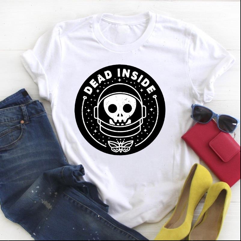 

women womens t shirts cartoon ufo skull funny cute fashion ladies summer tee female shirt clothes graphic, White