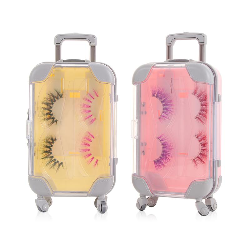 

False Eyelashes 1PC Mini Trolley Luggage For Lovely Suitcase Lashes Decoration Plastic Miniature Toy Trunk Cute Eyelash Box
