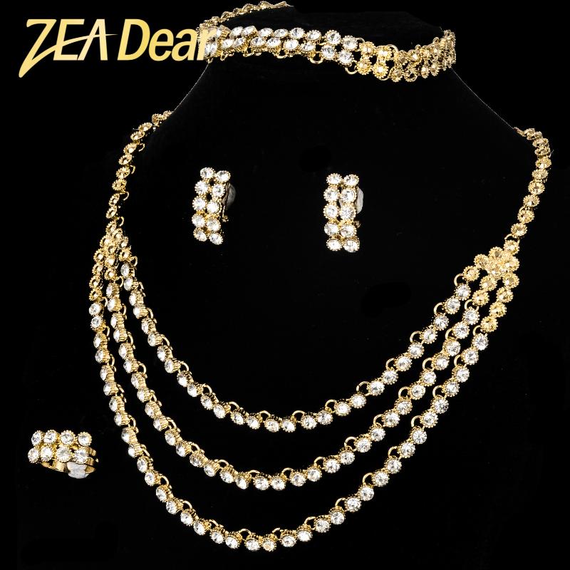 

Earrings & Necklace ZEADear Jewelry Sets Bohemia Zircon Bridal Wedding Bracelet Ring For Women Lady Cute Romantic Party Gift, As pic