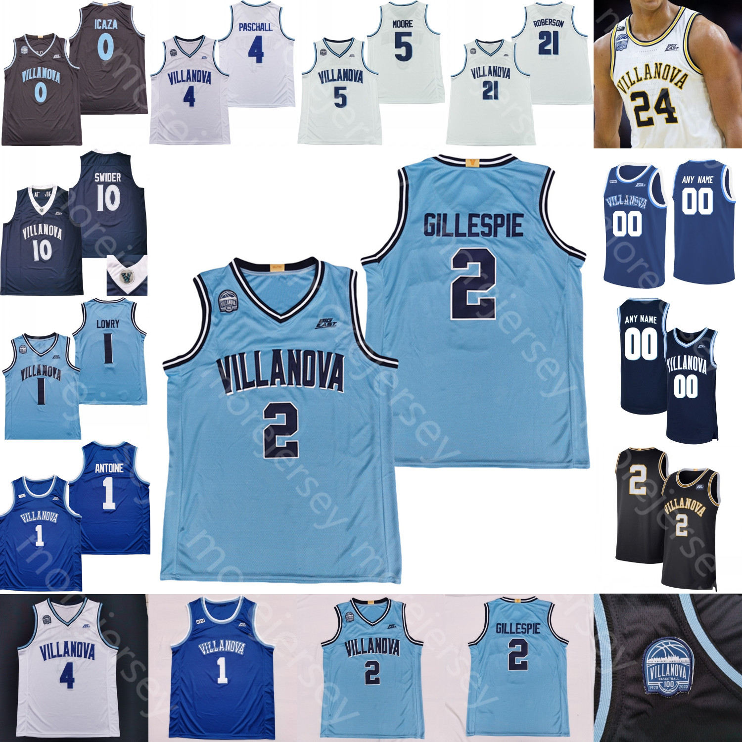 

2022 Final Four 4 Villanova Wildcats Basketball Jersey NCAA College Collin Gillespie Jermaine Samuels Justin Moore Lowry Bryan Antoine Brandon Slater Dixon, Navy i