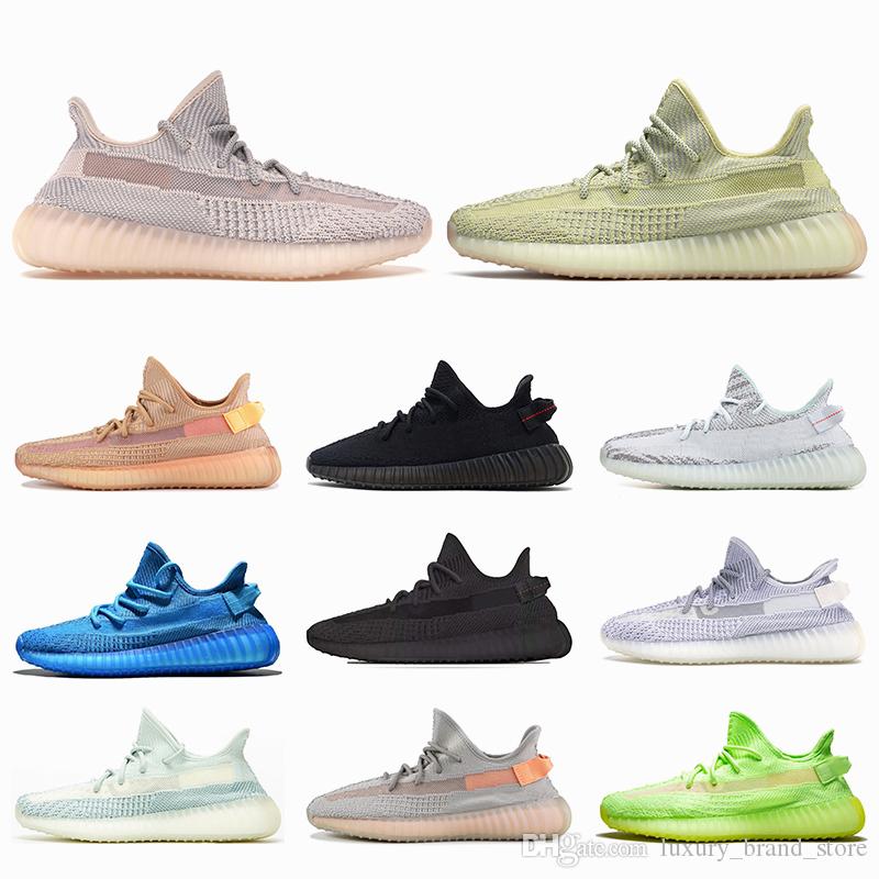 

2019 New KanyeWest Synth Antlia Static Reflective Cloud White Black Clay Gig Glow Zebra Wome Mens Running J Qkr YEZZIES YEEZIES BOOST 350 V2, A1 glow reflective 36-45