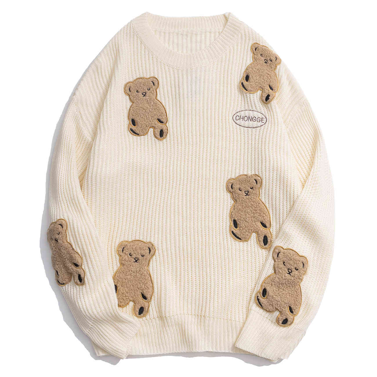 

Women's Sweaters Remendo urso impressão dos desenhos animados malha suéteres harajuku camisola pulôver masculino inverno retro grans dimensões FOM9, 1# shoe box