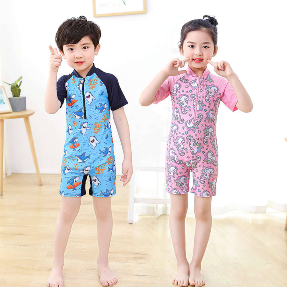 

Children's suit Cartoon cute boy's one piece baby quick drying middle and small children's swimsuit climbing suit, Black