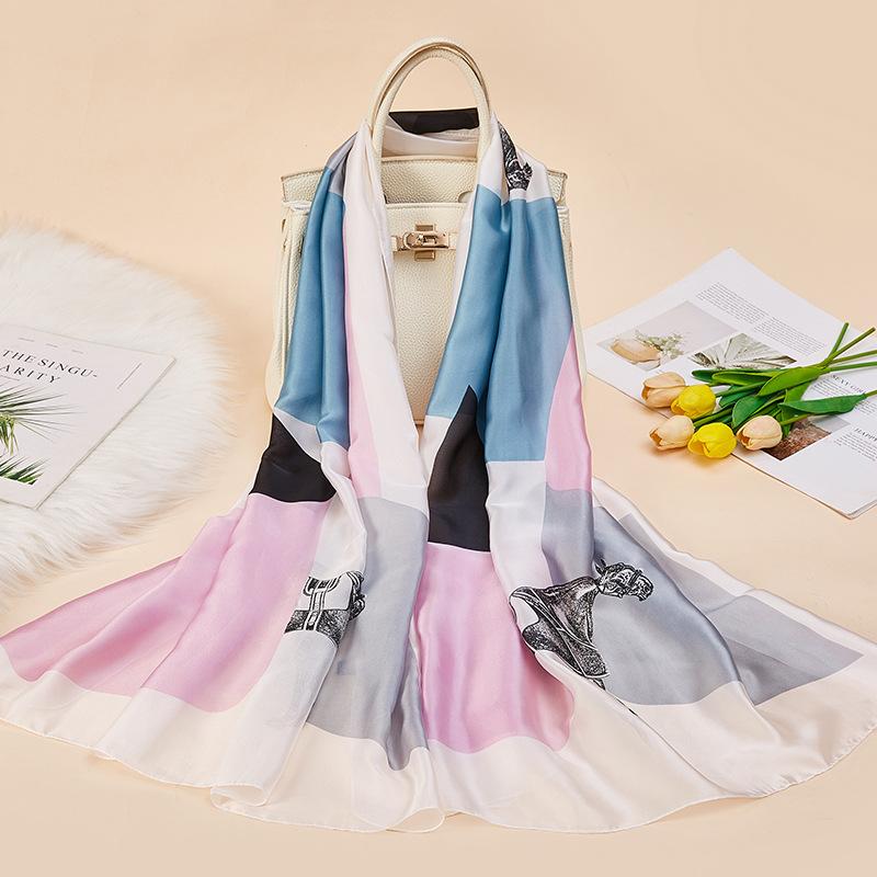 

Scarves European And American Street Classic Pattern Famous Scarf All-match Silk Custom Long Shawl Women Fashion