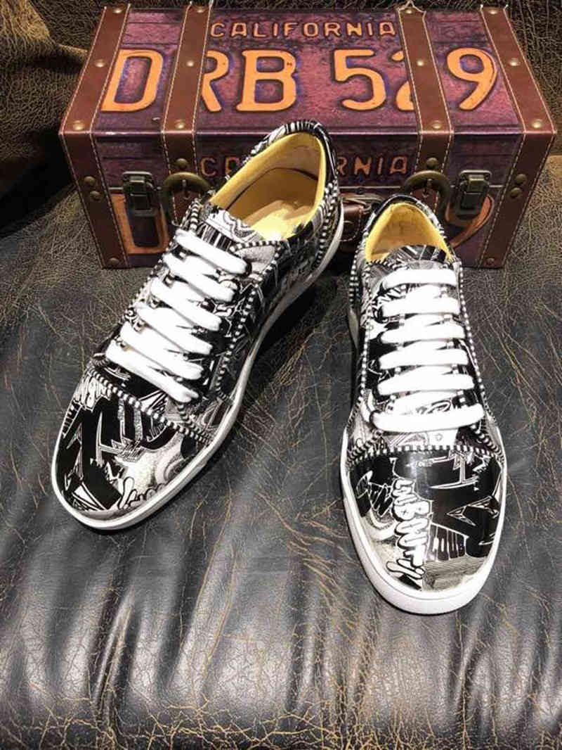 

Dress Shoes Men's sneakers City shoes Wedding Vulcanize Flats Red bottom for men Italian leather man fashion Summer 7DV2, Black